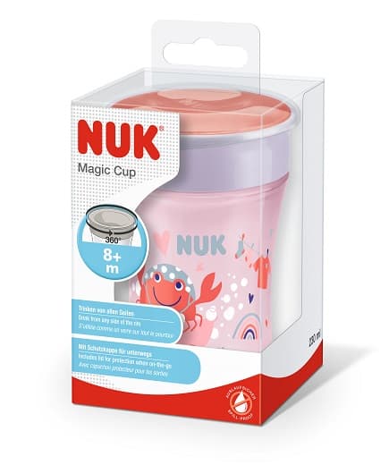 NUK Magic Cup 230 ml, 360° drinking rim, 8+ months, red