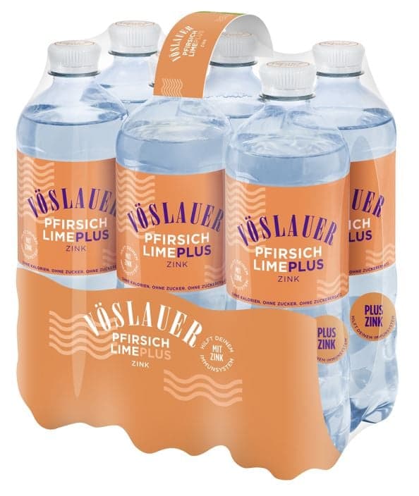 Vöslauer Flavours Pfirsich-Lime Plus Zink 6x0.75l rePET (EinwegPFAND)