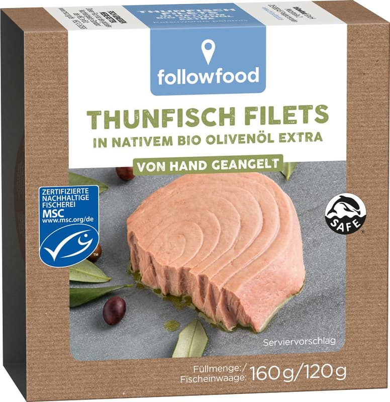 followfood MSC tuna fillets in organic olive oil