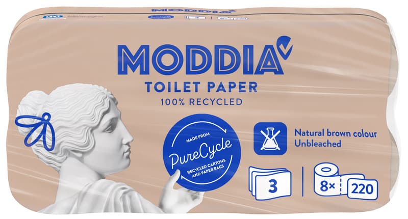 Moddia Recycling Toilettenpapier 8 Rollen 3-lagig