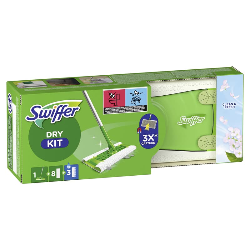 Swiffer Boden Starterset (Bodenstab + 8 Trockentücher + 3 Wet Wischtücher)