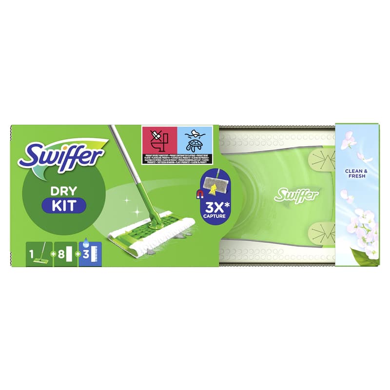Swiffer Boden Starterset (Bodenstab + 8 Trockentücher + 3 Wet Wischtücher)