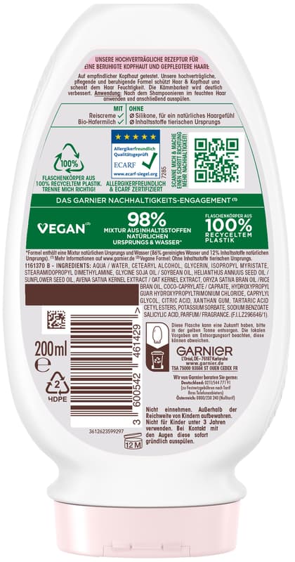 Garnier True Treasures Conditioner Gentle Oat Milk