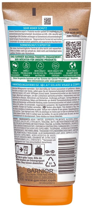Garnier Ambre Solaire Sensitive expert+ Sun Protection Milk