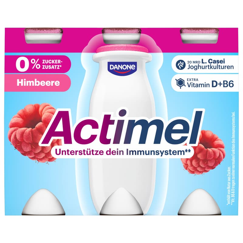 Danone Actimel 0% added sugar raspberry 6x100g