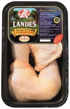 Französisches Label Rouge Les Landes Maispoularden Keulen mit Haut