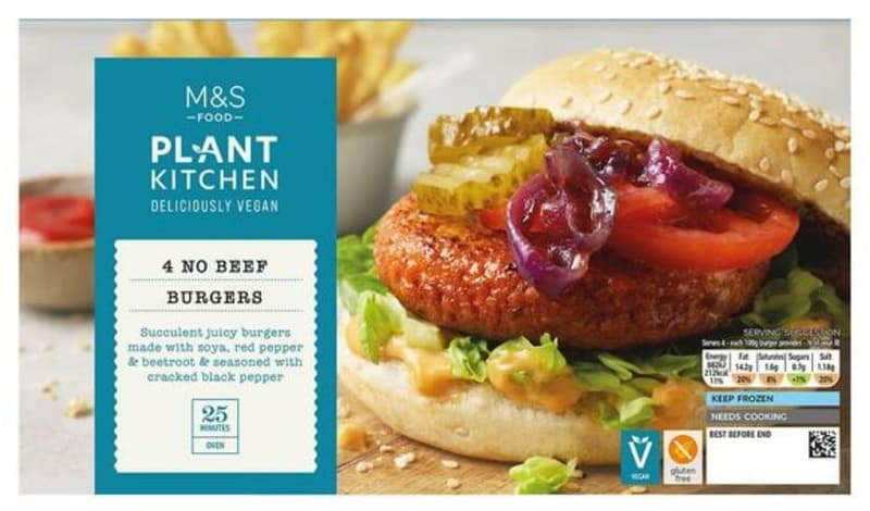 Marks & Spencer Plant Kitchen 4 No Beef Burgers (tiefgekühlt)