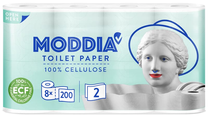 Moddia Toilet Paper 8 Rolls, 2-ply