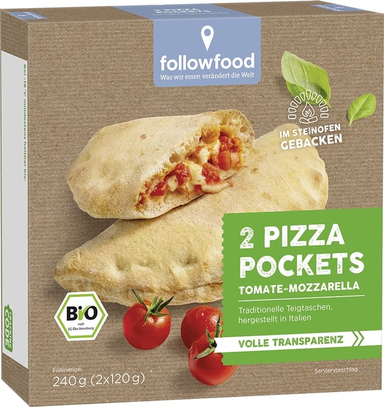 followfood BIO Pizza Pockets Tomate-Mozzarella (tiefgekühlt)