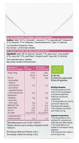 Löwenzahn Organics BIO Energy Balls für Stillende Schoko