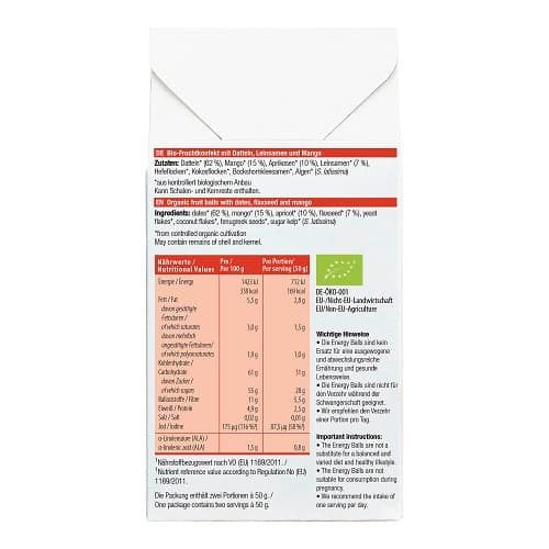 Löwenzahn Organics BIO Energy Balls für Stillende Mango
