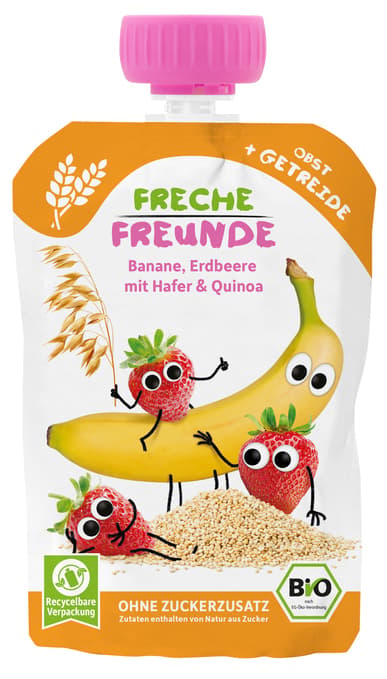 Freche Freunde BIO Quetschie Banane, Erdbeere mit Hafer & Quinoa
