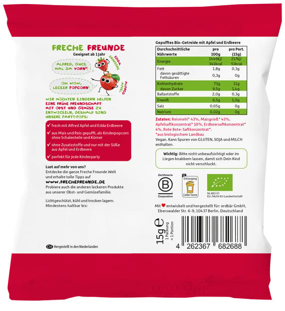 Freche Freunde BIO Party-Pops Apfel & Erdbeere