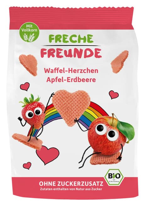 Freche Freunde BIO Waffle Hearts Apple & Strawberry
