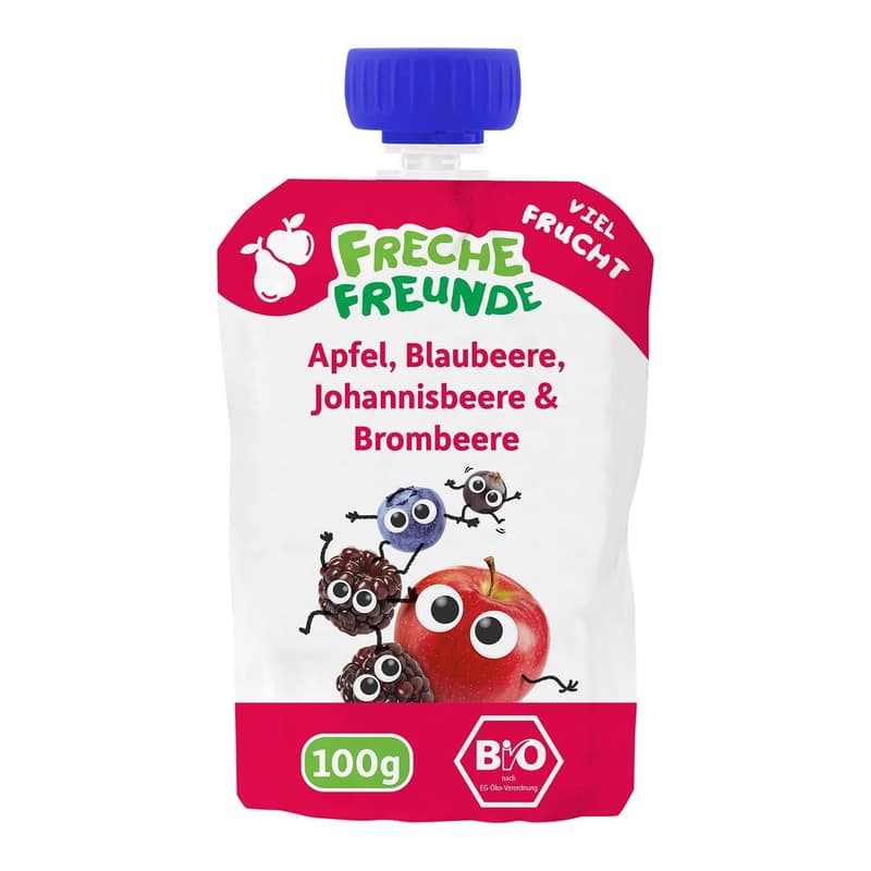 Freche Freunde BIO Quetschie Apfel, Blaubeere, Johannisbeere & Brombeere