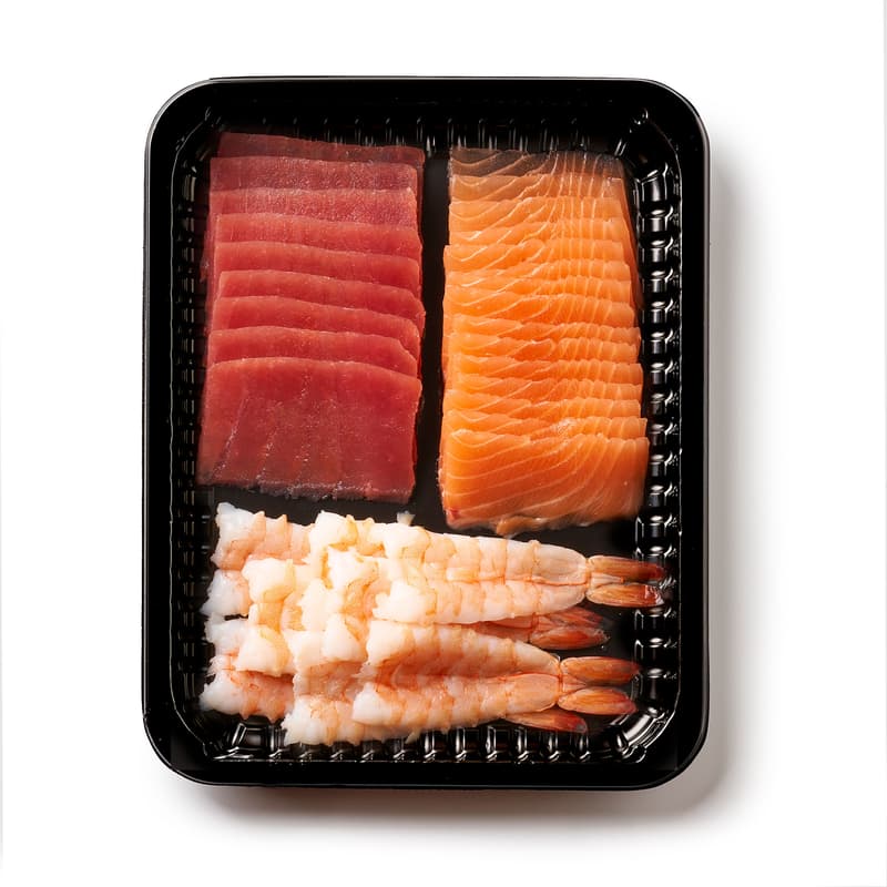 OCEANS Sushi Set 3 (salmon sashimi slices, tuna sashimi slices, ebi shrimp)