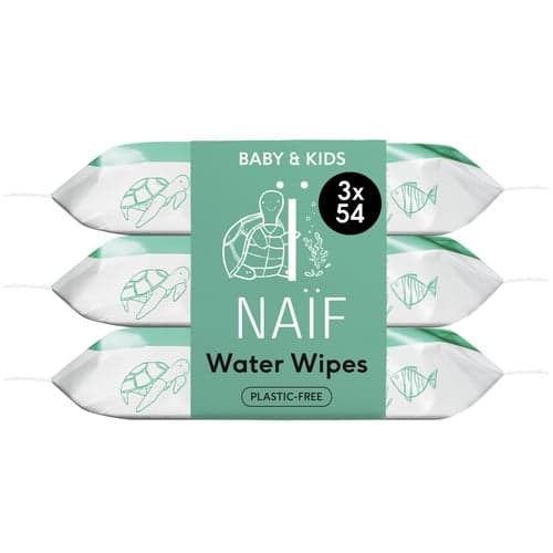 Naïf Care plastic-free water-based wet wipes for baby & child, pack of 3