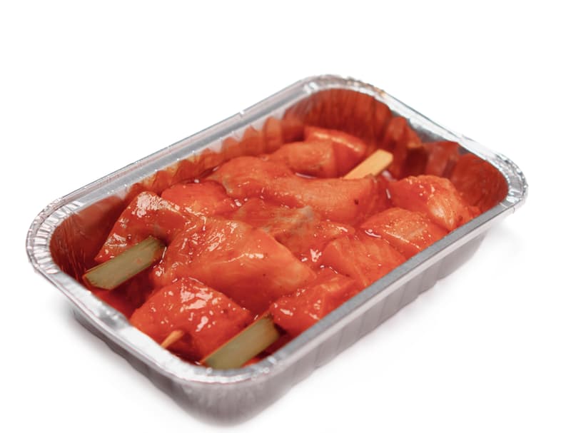 Fish? Fresh! for Grill Salmon pieces skewered in BBQ marinade