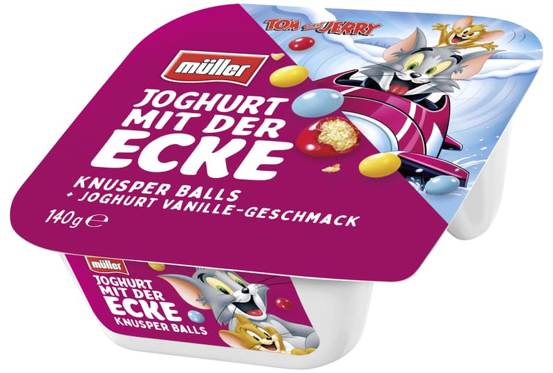 Müller Joghurt mit der Ecke Tom & Jerry Knusper Balls