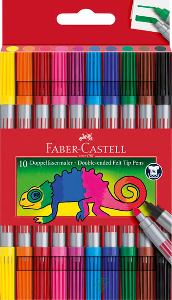 Faber-Castell double fibre-tip pens 10-pack box