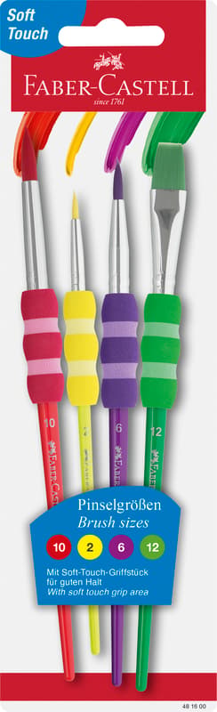 Faber-Castell brushes set of 4 with soft grip BK