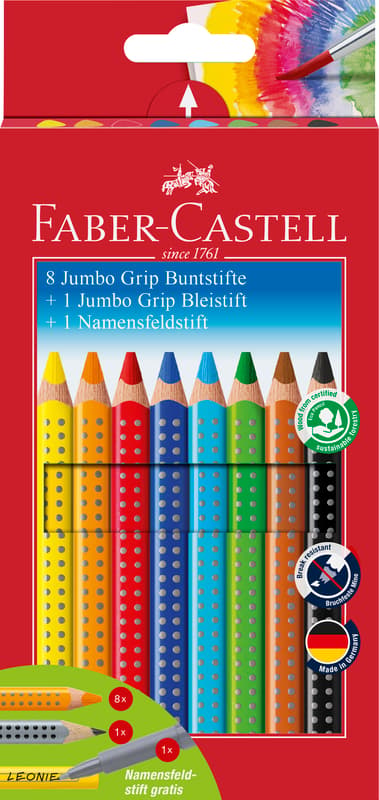 Faber-Castell Buntstift Jumbo Grip Promotionetui 8+1+1