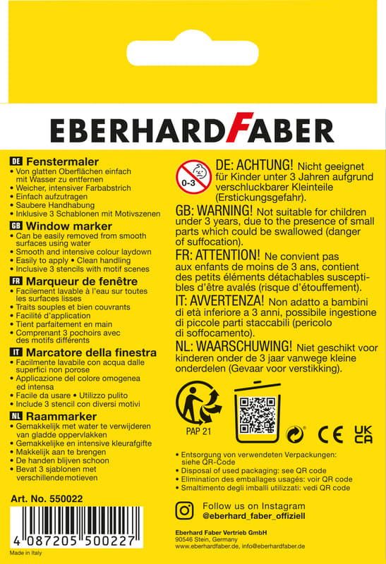 Eberhard Faber Window Marker 8er Etui inkl. Schablonen