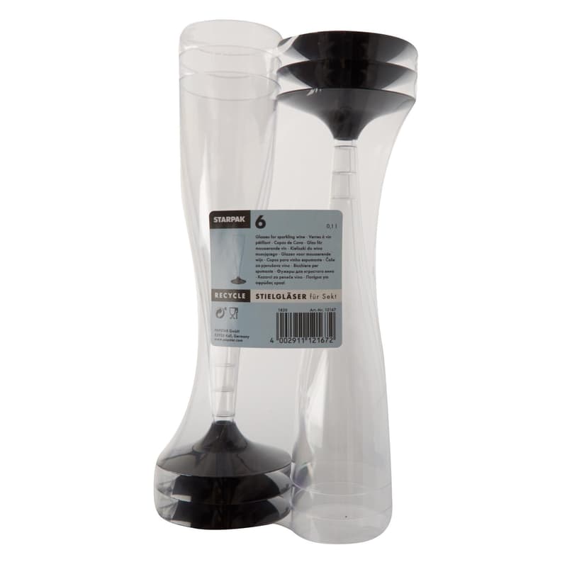 Stemmed glasses for sparkling wine, crystal clear