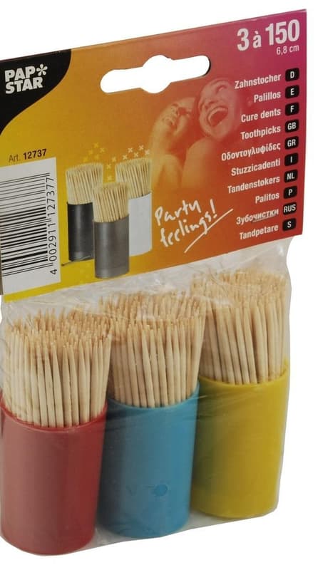 Wooden toothpicks in tin