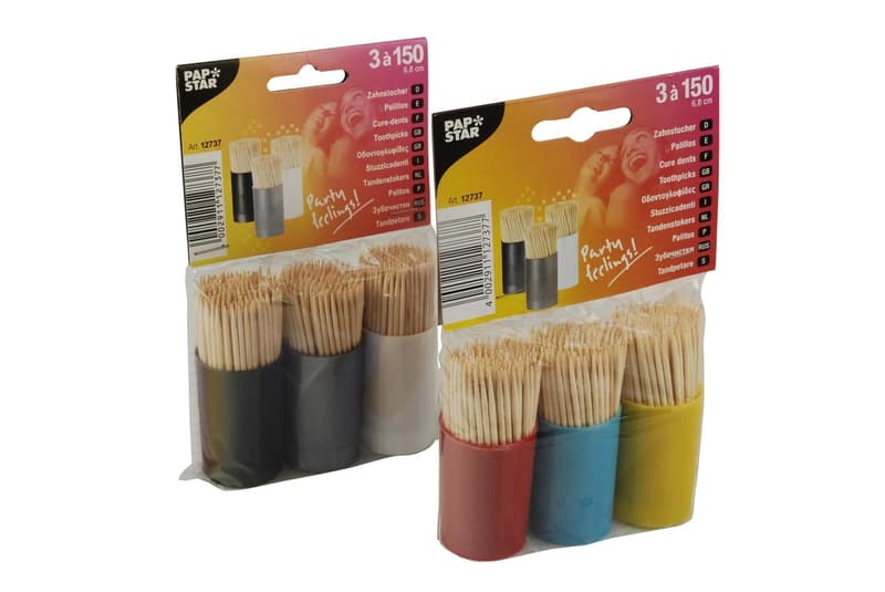 Wooden toothpicks in tin