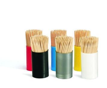 Wooden toothpicks in tin