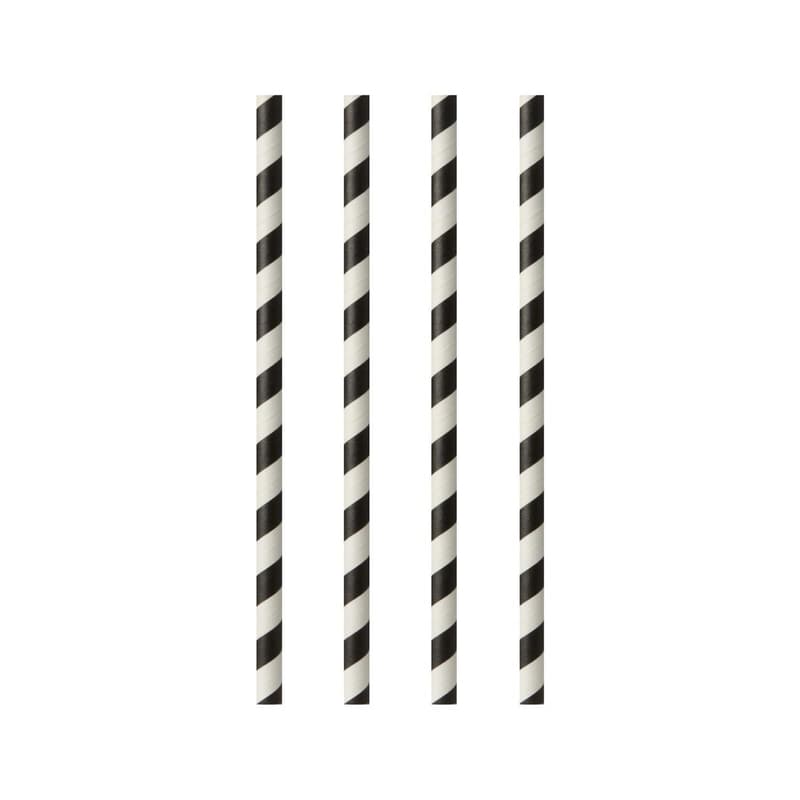 Paper drinking straws, 20 cm black/white "Stripes"