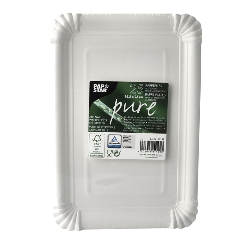 pure paper plates, square, white
