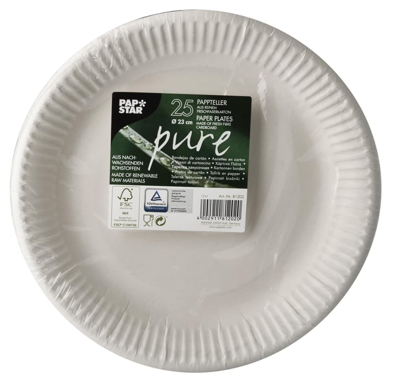 Paper plate "pure" round Ø23cm white