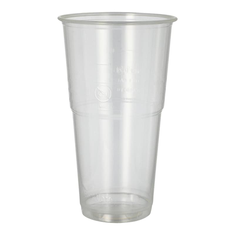 Cold drinks cup, PLA "pure" 0.5l, crystal clear with foam rim