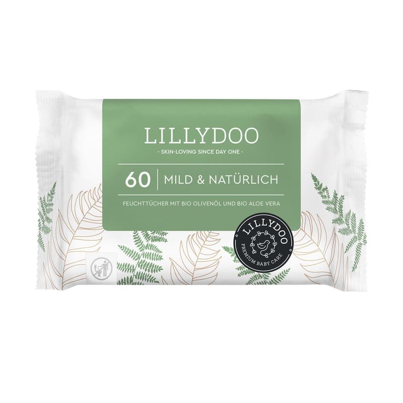 LILLYDOO green natural wet wipes, 60 pieces