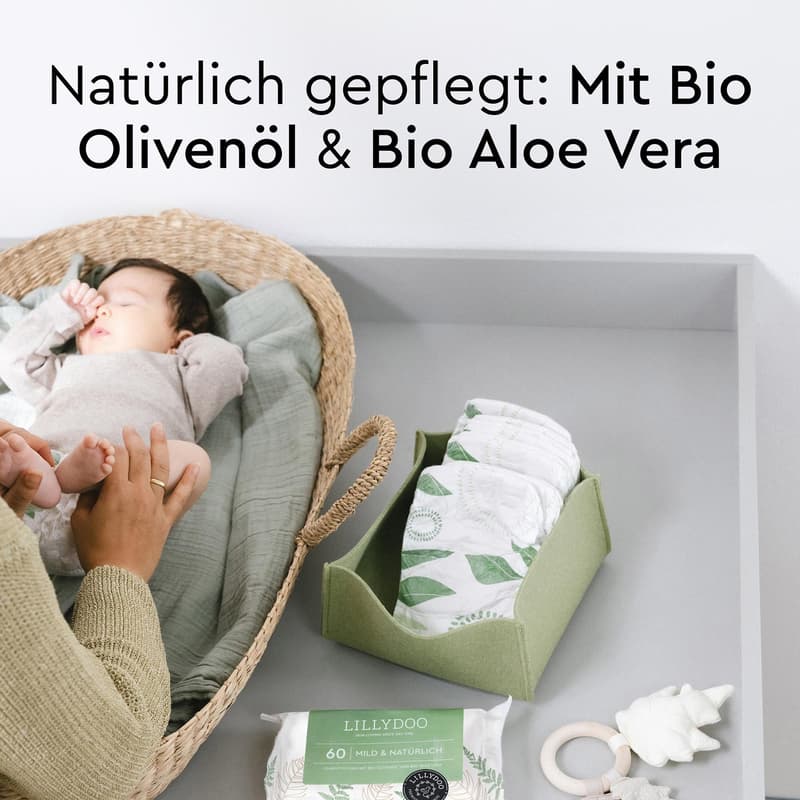 LILLYDOO green natural wet wipes, 60 pieces