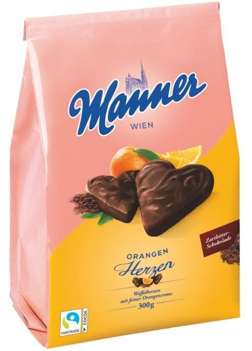 Manner Wafer Hearts with Orange Cream