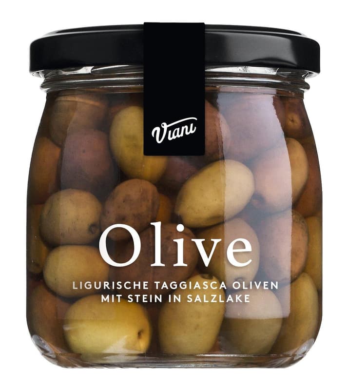 Viani Taggiasca Oliven mit Stein in Salzlake