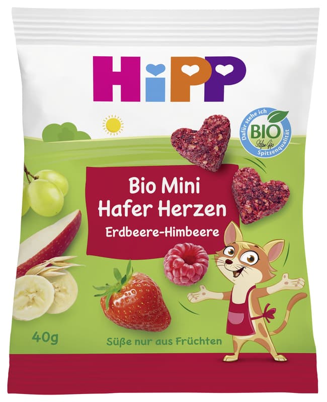 HiPP BIO Mini Hafer-Herzen Erdbeere-Himbeere