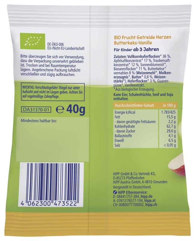 HiPP BIO Mini Hafer-Herzen Butterkeks-Vanille