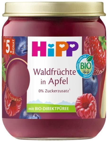 HiPP BIO Fruit Forest fruits in apple, from the 5th month