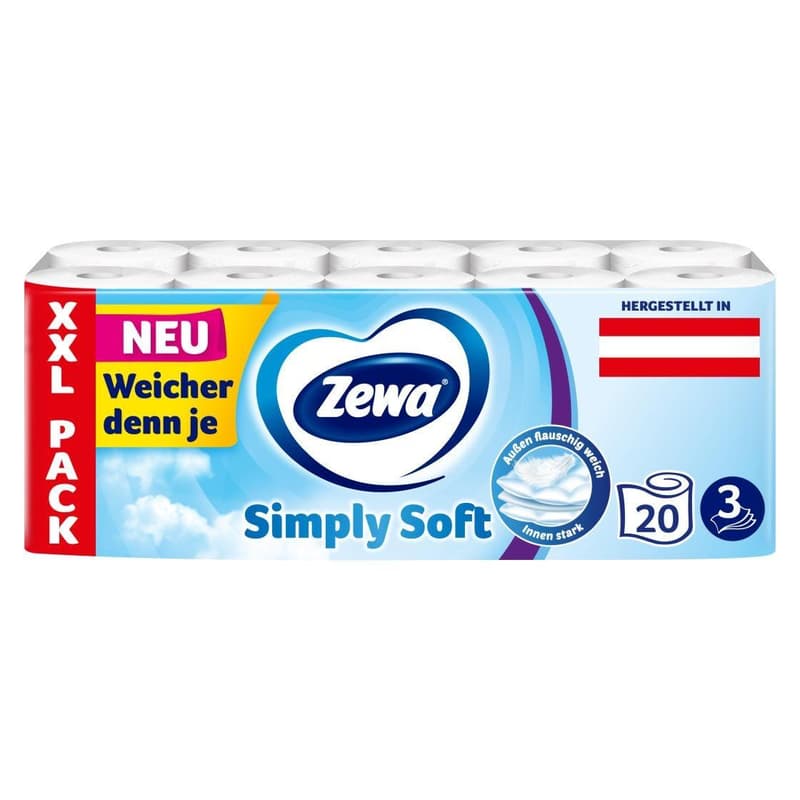 Zewa Simply Soft Pure White, 20x150 sheets, 3-ply