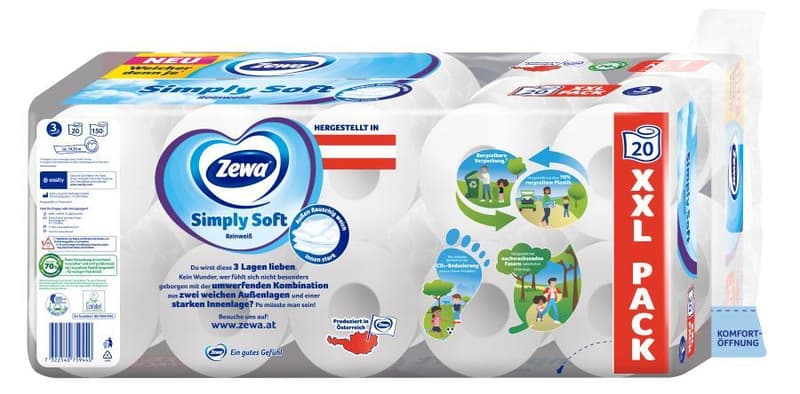 Zewa Simply Soft Pure White, 20x150 sheets, 3-ply