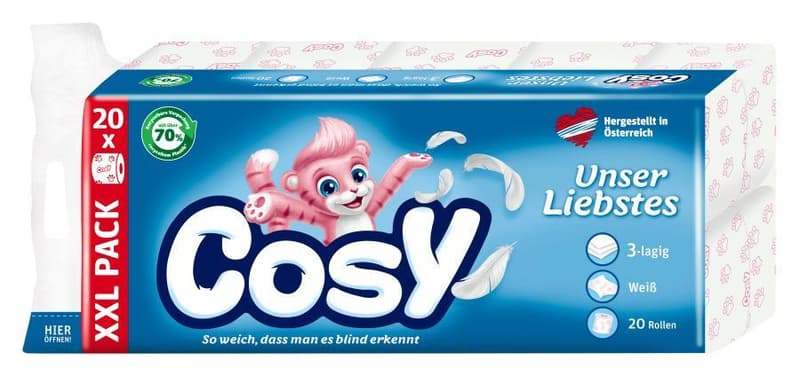 Cosy toilet paper white 20 rolls, 3-ply