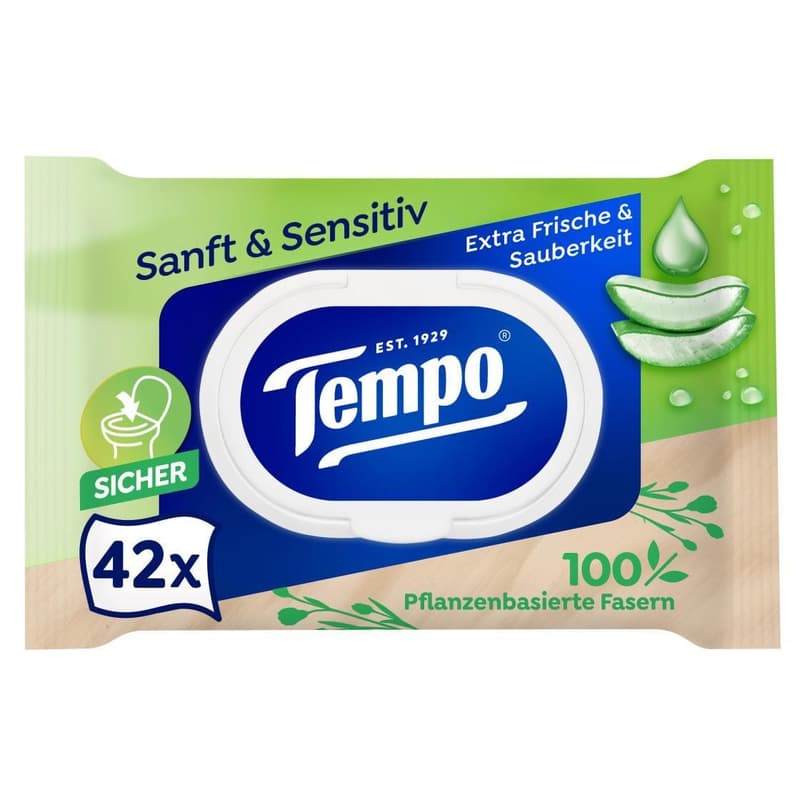 Tempo moist toilet paper soft & sensitive 42 sheets