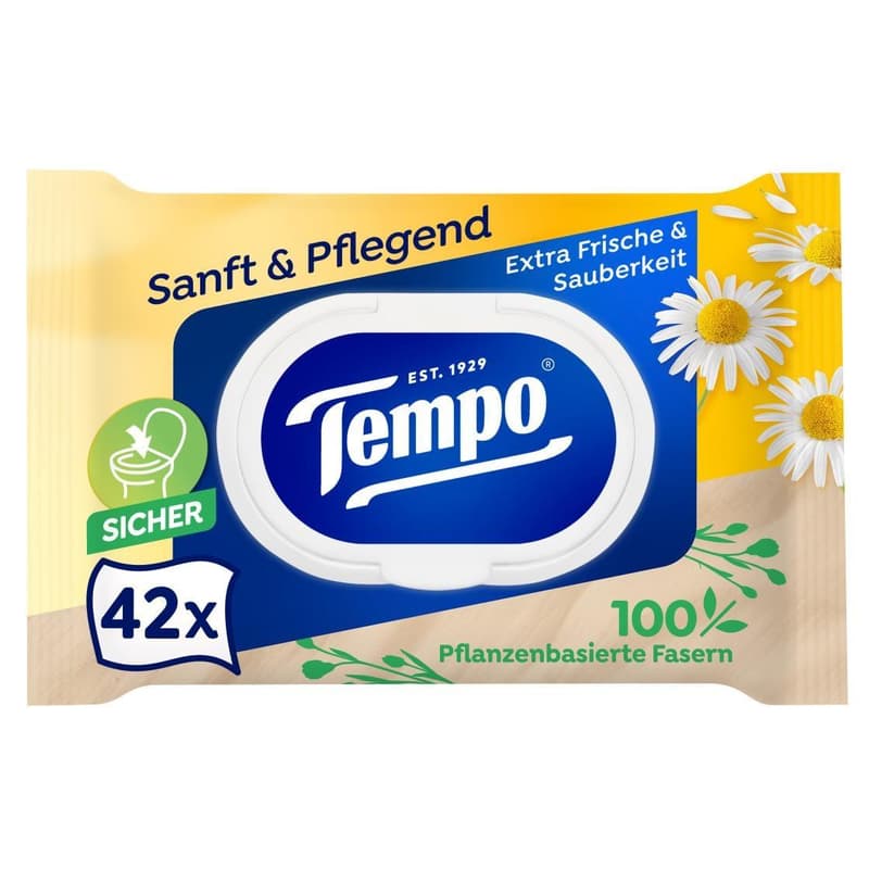Tempo moist toilet paper gentle and caring 42 sheets