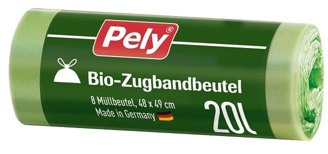 Pely® BIO drawstring bags, 20 litres, 8 pieces