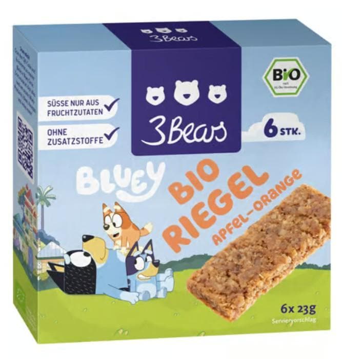 3Bears x Bluey BIO Apfel-Orange Riegel