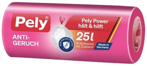 Pely® KLIMA-NEUTRAL drawstring bags anti-odour, 25 litres, 14 pieces